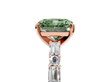 Rose gold Fancy Green Radiant  Solitaire with Side Baguettes and Channel Set Band_67