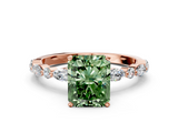 Rose gold Fancy Green Radiant  Solitaire with Side Stones on a Pavé Band and Four-Prong Setting_23