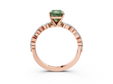 Rose gold Fancy Green Radiant  Solitaire with Side Stones on a Pavé Band and Four-Prong Setting_26