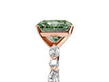 Rose gold Fancy Green Radiant  Solitaire with Side Stones on a Pavé Band and Four-Prong Setting_28