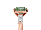 Rose gold Fancy Green Radiant  Solitaire with Tapered Baguette Side Stones on a Classic Band with Four-Prong Setting_94