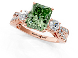 Rose gold Fancy Green Radiant  Three-Stone Diamond Ring with Pavé Split Shank and Four-Prong Setting_77