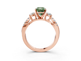 Rose gold Fancy Green Radiant  Three-Stone Diamond Ring with Pavé Split Shank and Four-Prong Setting_79