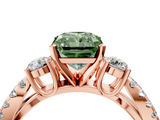 Rose gold Fancy Green Radiant  Three-Stone Diamond Ring with Pavé Split Shank and Four-Prong Setting_80