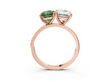 Rose gold Fancy Green Radiant  and Emerald Cut Toi Moi Ring with Prong Setting_48