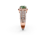 Rose gold Fancy Green Round -Cut Halo Diamond Ring with Split Shank and Four-Prong Setting_73