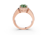 Rose gold Fancy Green Round -Cut Halo Diamond Ring with Split Shank and Four-Prong Setting_74