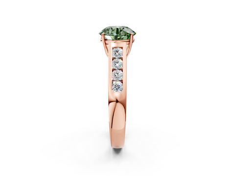 Rose gold Fancy Green Round  Brilliant Channel-Set Solitaire Ring with Four-Prong Setting_22