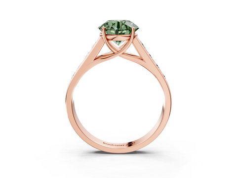 Rose gold Fancy Green Round  Brilliant Channel-Set Solitaire Ring with Four-Prong Setting_23