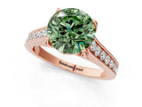 Rose gold Fancy Green Round  Brilliant Cut Diamond Engagement Ring with Pavé Band and Four-Prong Setting_50