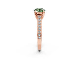 Rose gold Fancy Green Round  Brilliant Cut Diamond Engagement Ring with Pavé Band and Four-Prong Setting_51