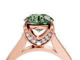 Rose gold Fancy Green Round  Brilliant Cut Diamond Engagement Ring with Pavé Band and Four-Prong Setting_53