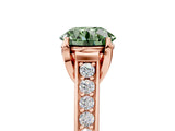 Rose gold Fancy Green Round  Brilliant Cut Diamond Engagement Ring with Pavé Band and Four-Prong Setting_54