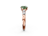 Rose gold Fancy Green Round  Brilliant Cut Diamond Five-Stone Prong Set Engagement Ring with Channel Band_5