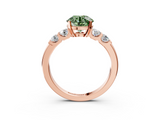 Rose gold Fancy Green Round  Brilliant Cut Diamond Five-Stone Prong Set Engagement Ring with Channel Band_6