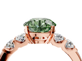 Rose gold Fancy Green Round  Brilliant Cut Diamond Five-Stone Prong Set Engagement Ring with Channel Band_7