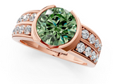 Rose gold Fancy Green Round  Brilliant Diamond Channel Set Wide Band Ring with Bezel Setting_21