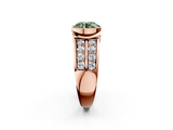 Rose gold Fancy Green Round  Brilliant Diamond Channel Set Wide Band Ring with Bezel Setting_22