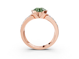 Rose gold Fancy Green Round  Brilliant Diamond Channel Set Wide Band Ring with Bezel Setting_23