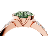 Rose gold Fancy Green Round  Brilliant Diamond Channel Set Wide Band Ring with Bezel Setting_24