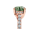 Rose gold Fancy Green Round  Brilliant Diamond Solitaire with Pavé Band and Four-Prong Setting 1
