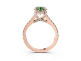 Rose gold Fancy Green Round  Brilliant Diamond Solitaire with Pavé Band and Four-Prong Setting 5