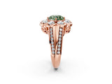 Rose gold Fancy Green Round  Brilliant Flower Halo Diamond Split Shank Ring_143