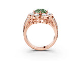 Rose gold Fancy Green Round  Brilliant Flower Halo Diamond Split Shank Ring_144