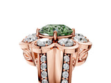 Rose gold Fancy Green Round  Brilliant Flower Halo Diamond Split Shank Ring_146