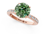 Rose gold Fancy Green Round  Brilliant Pavé Band Solitaire with Four-Prong Setting_59