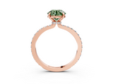 Rose gold Fancy Green Round  Brilliant Pavé Band Solitaire with Four-Prong Setting_61