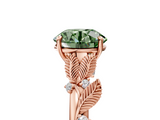 Rose gold Fancy Green Round  Brilliant Solitaire with Leaf Motif Band and Four-Prong Setting_66