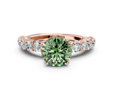 Rose gold Fancy Green Round  Brilliant Solitaire with Pavé Band and Four-Prong Setting_41