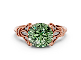 Rose gold Fancy Green Round  Brilliant Solitaire with Pave Band and Four-Prong Setting_19