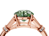 Rose gold Fancy Green Round  Brilliant Solitaire with Pave Band and Four-Prong Setting_23