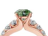 Rose gold Fancy Green Round  Brilliant Solitaire with Side Stones on a Pave Band and Four-Prong Setting_16