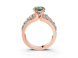 Rose gold Fancy Green Round  Brilliant Solitaire with Side Stones on a Pave Band and Four-Prong Setting_27