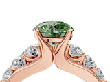 Rose gold Fancy Green Round  Brilliant Solitaire with Side Stones on a Pave Band and Four-Prong Setting_28