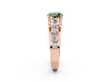Rose gold Fancy Green Round  Brilliant Solitaire with Side Stones on a Pave Band and Four-Prong Setting_92
