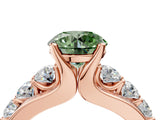 Rose gold Fancy Green Round  Brilliant Solitaire with Side Stones on a Pave Band and Four-Prong Setting_94