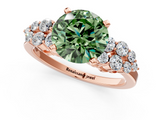 Rose gold Fancy Green Round  Cluster Diamond Engagement Ring with Pavé Band and Four-Prong Setting_33