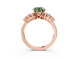 Rose gold Fancy Green Round  Cluster Diamond Engagement Ring with Pavé Band and Four-Prong Setting_35