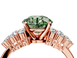 Rose gold Fancy Green Round  Cluster Diamond Engagement Ring with Pavé Band and Four-Prong Setting_36