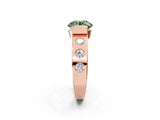 Rose gold Fancy Green Round Cut Brilliant Channel-Set Diamond Ring with Bezel Prong Setting_2