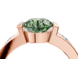 Rose gold Fancy Green Round Cut Brilliant Channel-Set Diamond Ring with Bezel Prong Setting_4