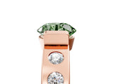 Rose gold Fancy Green Round Cut Brilliant Channel-Set Diamond Ring with Bezel Prong Setting_5