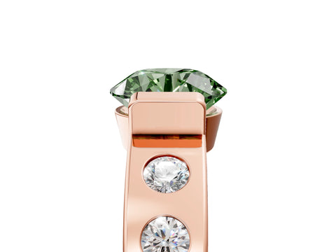 Rose gold Fancy Green Round Cut Brilliant Channel-Set Diamond Ring with Bezel Prong Setting_5