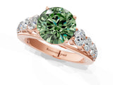 Rose gold Fancy Green Round Cut Brilliant Diamond Pavé Band with Six-Prong Setting_13