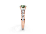 Rose gold Fancy Green Round Cut Brilliant Diamond Pavé Band with Six-Prong Setting_14