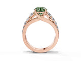 Rose gold Fancy Green Round Cut Brilliant Diamond Pavé Band with Six-Prong Setting_15